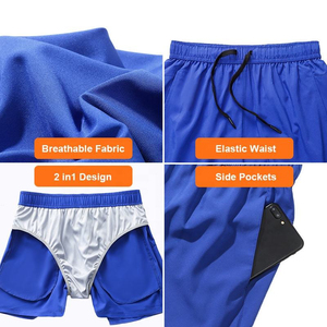 Shorts de sport respirants pour hommes, personnalisables avec cordon de serrage, service OEM, anti-plis, séchage rapide, écologiques, pour l'été - Product Image 3