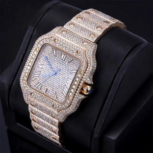 Reloj de Acero Inoxidable con Movimiento de Cuarzo y Diamantes Moissanite, el Más Demandado, de Lujo, Estilo Antiguo, para Negocios, Fiestas, Bodas, con Cristal - Product Image 6