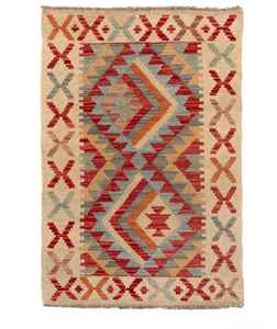 Alfombra Kilim de Lana Hecha a Mano – Tejido Plano Tradicional Boho, Alfombra Kilim de Lana Hecha a Mano en India – Alfombra Tradicional Tejida a Mano - Product Image 3