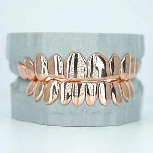 Fábrica personalizada 1-10 Top 1-10 Fondo Real S925 Plata 10K 14K 18K Sólido Lleno Oro Liso Grillz - Product Image 5