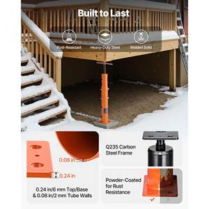 Cric de sol télescopique en acier réglable en hauteur (19-36 pouces) avec capacité de charge maximale de 18 000 lb, modèle D0100X38A82, lot de 2 crics - Product Image 5