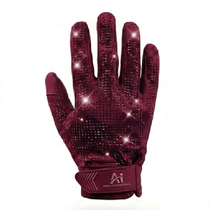 New Arrival Custom Design Grip Rhinestone Football Receiver Gloves Adult Kids Outdoor Sports American Football Rhinestone Gloves - Product Image 1