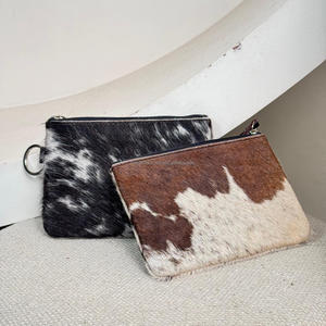 Fabricantes al por mayor 2025 pelo en cuero de vaca señoras cremallera monederos cuero genuino Mini cartera bolsa para mujer - Product Image 4