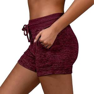 Shorts décontractés pour femmes, sportifs, taille haute, avec cordon de serrage, pour l'été, à porter au quotidien, doux et confortables, en spandex et polyester - Product Image 2