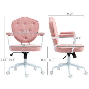 Sedia da Ufficio Ergonomica Girevole in Nylon Rosa con Pannelli Trapuntati in Pile Teddy Bear per Dirigenti - Product Image 3