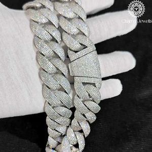 Charm_Jewells Moissanite <b>Statement</b> <b>Necklace</b> Brilliant Cut Link Chain 14K Gold Plated 925 Silver Unisex Luxury Hip Hop IGI - Product Image 3