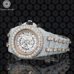 Charm Jewells Luxury Stainless Steel Watch 40mm Diamond Encrusted <b>Chronograph</b> Analog Mechanical Men's Fashion Timepiece Auto - Product Image 4