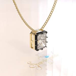 Georgian Style Cut Set Solid 14K Gold Certified Geometric Octagon Cut Moissanite Pendant Necklace - Product Image 3