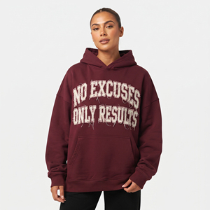 Women's Street Style Over-Size Hoodie <b>Distressed</b> Front Customized Designed Hood Pullover Heavyweight Fleece Cotton Hooded <b>Top</b> - Product Image 1