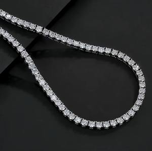 Collar de tenis con diamantes de moissanita de corte redondo estilo vintage, colgante fino para compromiso, boda, regalo, fiesta o aniversario - Product Image 4