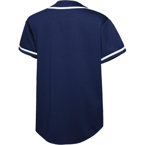 Camiseta de Béisbol Unisex Azul Marino de Manga Corta con Botones al Frente, Absorbente de Humedad, Color Sólido, Corte Regular para Adultos - Product Image 3