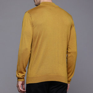 Suéter de Punto para Hombre, Color Amarillo Mostaza, 100% Cachemira, Manga Larga, Color Sólido, para Otoño - Product Image 4