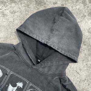 Sweat à capuche zippé premium pour homme, sérigraphié, effet vieilli, épais, coupe oversize, en molleton 100% coton - Product Image 4