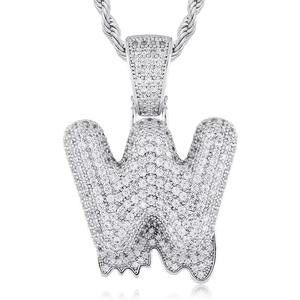 Collar para hombre de Plata de ley 925 con colgante inicial de moissanita estilo Hip Hop, con micro pavé de diamantes VVS y efecto 'Iced Drip' - Product Image 1