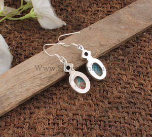 Boucles d'oreilles pendantes ovales en argent sterling 925 avec grenat rouge naturel et coquille d'huître épineuse, bijoux de luxe en pierres précieuses pour femme, cadeau de fête - Product Image 6