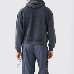Pull à capuche surdimensionné Vintage pour hommes Streetwear imprimé lavé à l'acide personnalisé français 100% coton teint en plaine hiver - Product Image 6