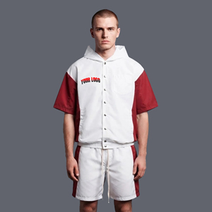 Conjunto de Chaqueta y Pantalones Cortos de Nailon Personalizados OEM/ODM, Fabricante Mayorista de Ropa Deportiva Ligera con Logotipo Impreso en DTF, Traje Deportivo para Hombre - Product Image 4