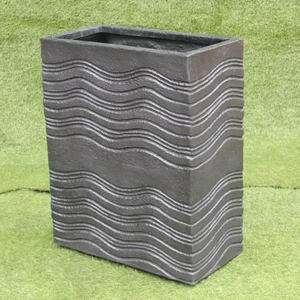Square Classic Wave Design Handcrafted Hand Carved FRP Planter <b>Pot</b> Lightweight Unbreakable Floor Outdoor/Indoor Use - Product Image 1