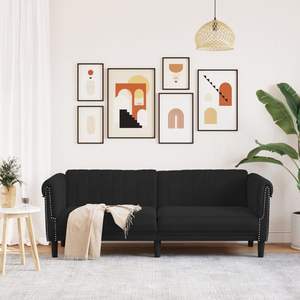 Elegante Sofá Rectangular de 3 Plazas en Terciopelo Negro, Mueble para Sala de Estar - Product Image 3