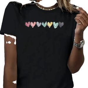 Nueva Camiseta con estampado de estilo de mapa 3D para mujer, cuello en V de gran tamaño a la moda con mangas cortas para camisetas de calle de verano - Product Image 2