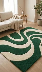 Alfombra de Lana Moderna de Lujo, Hecha a Mano, Antideslizante, con Diseño Abstracto de Olas, Pelo Medio, para Sala de Estar, Dormitorio, Comedor, Decoración del Hogar - Product Image 5