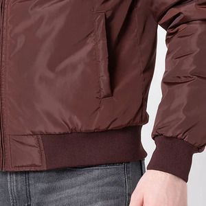 Blouson bomber uni pour homme, col montant, fermeture éclair, style décontracté, vêtement d'automne, coupe-vent, rembourrage en polyester - Product Image 4