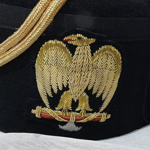 Sombrero Masónico Negro de Grado 32 del Rito Escocés con Bordado de Águila de Dos Cabezas y Borla Dorada - Product Image 5