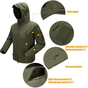 Veste matelassée à capuche pour homme, couleur vert olive, col mandarin, fermeture éclair, style décontracté, coupe régulière, tissu en toile, coton chauffant - Product Image 4