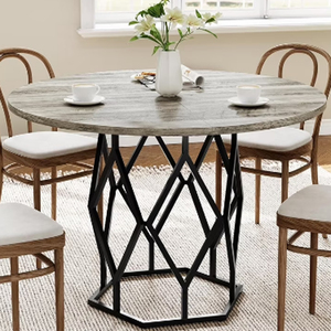 Modern Marble Top Dining <b>Table</b> With Black Metal Base Metal 4 Seater Dining <b>Table</b> For Home & Restaurant Used - Product Image 5
