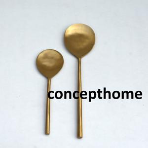 Cuillère à thé en acier inoxydable, forme coquille, faite à la main, gaufrée, manche long, poli miroir, écologique, plaqué argent, design moderne - Product Image 6