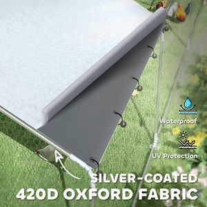 Recinto per Polli in Metallo Impermeabile 9.8FT X 26.2FT X 6.4FT con Porta per l'Alimentazione e Mangiatoia Sospesa per 24-30 Polli - Product Image 5