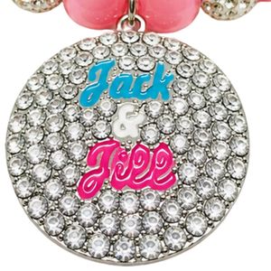 Bracelet extensible rose perlé avec pendentif rond en cristal et accents en strass argentés, accessoire de mode pour femmes et jeunes filles - Product Image 6
