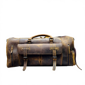 Sac de voyage en cuir avec fermeture éclair, grande capacité pour les voyages, la salle de sport, les week-ends et les aventures en plein air - Design de luxe Maharashtra - Product Image 1
