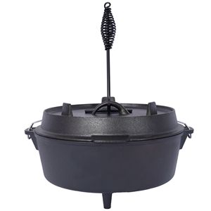 Olla de hierro fundido precurada de 5L con esmalte para camping al aire libre, olla profunda para cocinar en chimenea, barbacoa, hornear y fogatas - Product Image 5