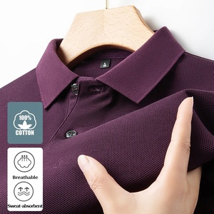 เสื้อโปโลผ้าฝ้าย100% ผู้ชาย, เสื้อลำลองแขนสั้นระบายอากาศได้ดีสำหรับเล่นกอล์ฟและเล่นกีฬาผ้าอ็อกซ์ฟอร์ด - Product Image 1