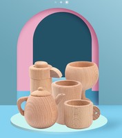 Ensemble de thé de l'après-midi de Simulation en bois naturel pour enfants de haute qualité