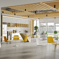 Luxuriöser Moderner Büro- und Esszimmerstuhl aus Stahl, Metall, Grauem Leder, Stoff und Kunststoff