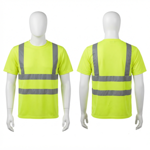 เสื้อเชิ้ตทำงานนิรภัยสำหรับผู้ชาย ผ้าโพลีเอสเตอร์/คอตตอน 180 GSM แบบ Bird Eye ระบายอากาศได้ดี ปักโลโก้ด้านหน้า สีเหลืองสะท้อนแสง - Product Image 2