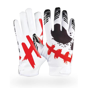 Gants de football américain en cuir synthétique doré avec revêtement en silicone, excellente adhérence, antidérapants, à doigts complets, paire de gants de sport - Product Image 3