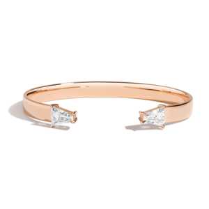 Cuff Bracelets Open <b>Bangle</b> Geometric Custom 14K 18K <b>Solid</b> <b>Gold</b> 2 Carat Trillion Lab Grown Diamond Jewelry Manufacturer Wholesale - Product Image 3