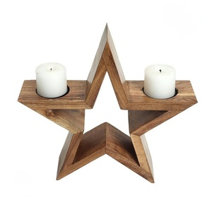 Support et porte-bougie en bois de qualité supérieure, en forme d'étoile de Noël, fait main, écologique, durable, pour la décoration de la maison - Product Image 1