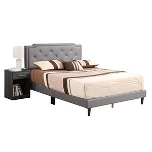 Cama Queen Tapizada Todo en Uno Glory Furniture Deb G1112 QB en Gris Claro - Product Image 2