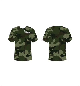 Camiseta Deportiva Ligera de Manga Corta Sublimada Personalizada con Diseño Clásico de Estampado de Camuflaje Verde - Product Image 1