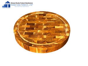 Planche à découper ronde en bois antidérapante pour la cuisine - Product Image 3