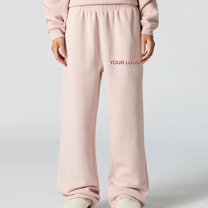 Street Wear 100% Cotton Oversized Streetwear Baggy Sweatpants for Women Custom Printed Logo Solid Color Hip Hop Joggers <b>Pants</b> - Product Image 1