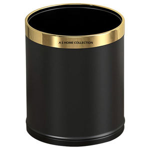 Round Stainless Steel <b>Toothbrush</b> <b>Holder</b> With Golden Top Border Luxury Home Bathroom <b>Set</b> Black Finished - Product Image 1