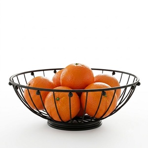 Corbeille à fruits minimaliste en métal noir, bol à fruits en fil de fer pour comptoir de cuisine, organisateur de style nordique, rangement de légumes en fil de fer - Product Image 1