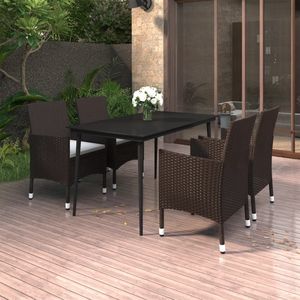 Set da pranzo da giardino in rattan marrone a 5 pezzi, mobili da esterno resistenti alle intemperie, stile contemporaneo per patio e terrazza - Product Image 1