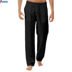 Top Trending Men's Simple Fashion Solid Color Casual Cotton Linen <b>Trousers</b> Low Moq Custom Own Logo Design Lightweight Pants - Product Image 5