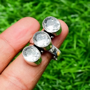 925 Sterling Silver White Topaz <b>Ring</b> Handmade <b>Fine</b> Jewelry for Women - Product Image 1